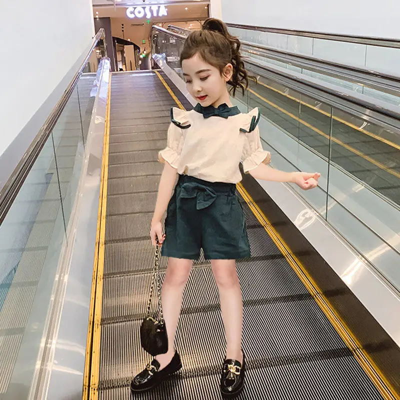 

2022 New Baby Girl Clothing Sets 4 6 8 10 12 Year Girl Outfit Short Sleeve Summer Children Clothes Suit Cotton Kid Suit