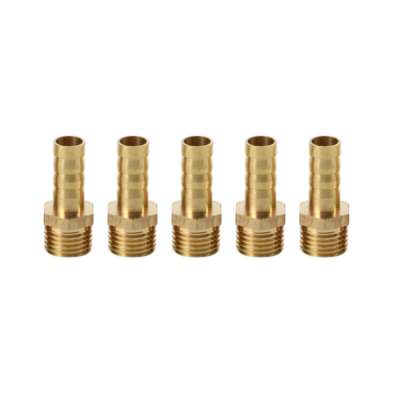 

5pcs 1/4BSP Male Thread to 8mm Hose Barb Straight Adapter Coupler Gold