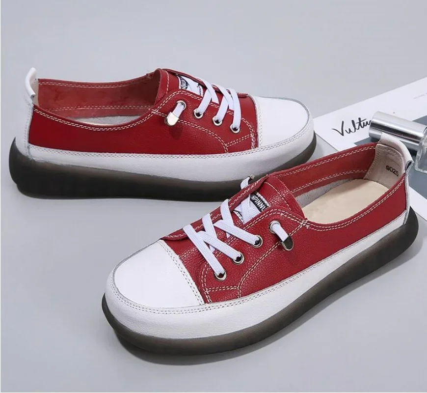 Женские мокасины из натуральной кожи Белые Повседневные туфли на плоской