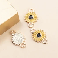 1020pcs enamel yellow daisy double hole sunflower charms zinc alloy necklace pendant material diy jewelry making connectors