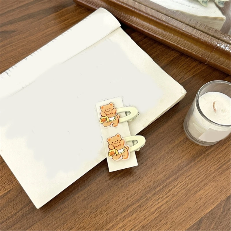 Эстетические заколки для волос Заколка с мультяшным медведем Элегантный боковой