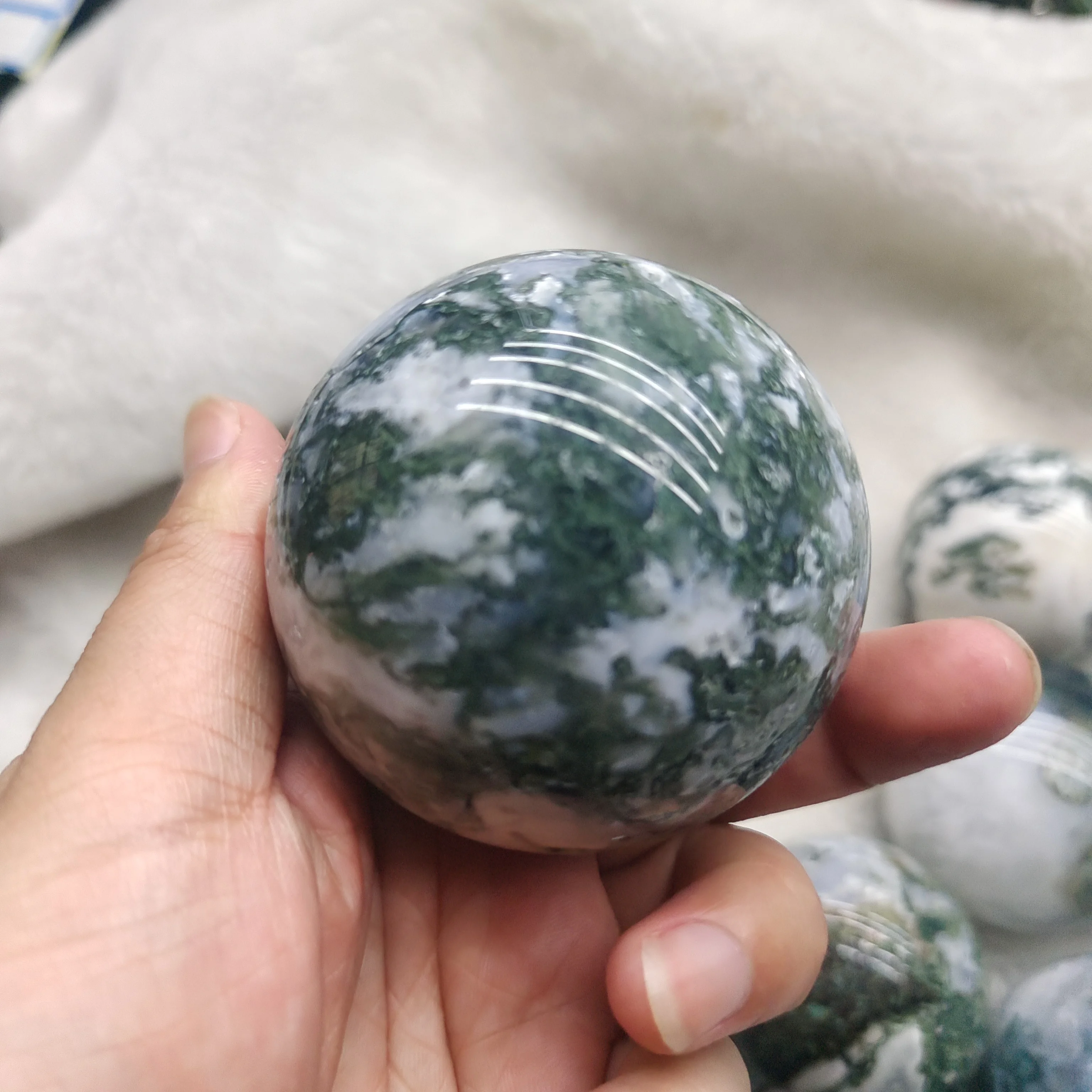 80 мм Натуральный Мох водный Агат кварц хрустальный шар для заживления чакр