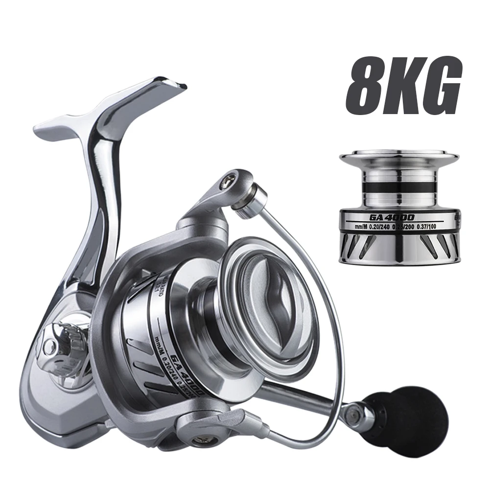 

Metal Fishing Reel GA1000-7000 Series Spinning Reel 8KG Max Drag 5.2:1 Ratio Carp Bass Freshwater Saltwater Fishing Accessories