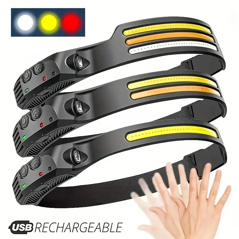 Перезаряжаемый USB-налобный фонарь со светодиодной лампочкой с регулируемой