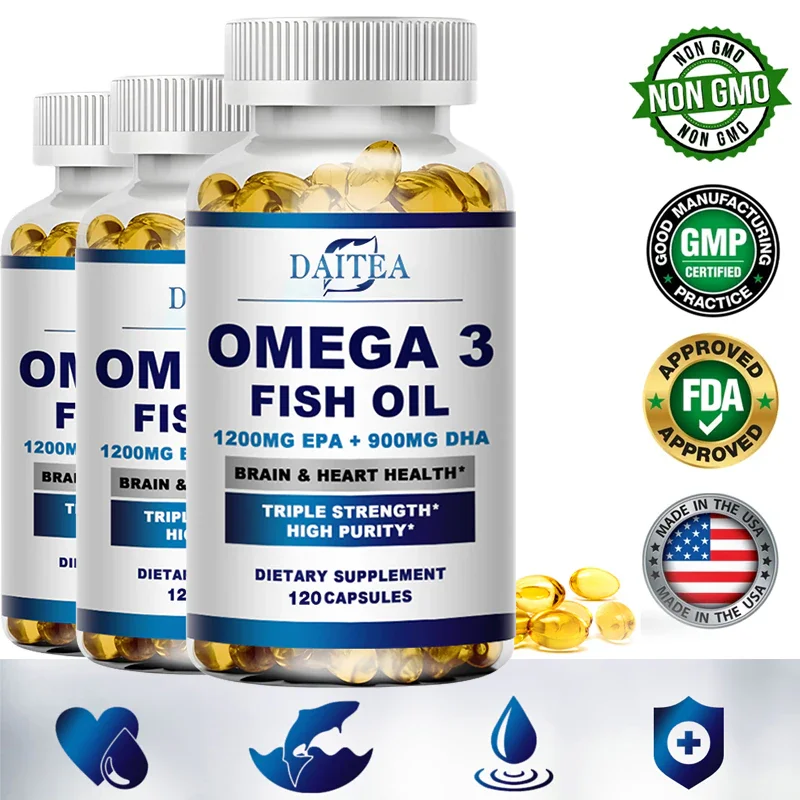 

Daicha Omega 3 Fish Oil Capsule - Helps Promote Heart, Brain, Bone, and Joint Health, Enhance Immunity, and Resist Oxidation