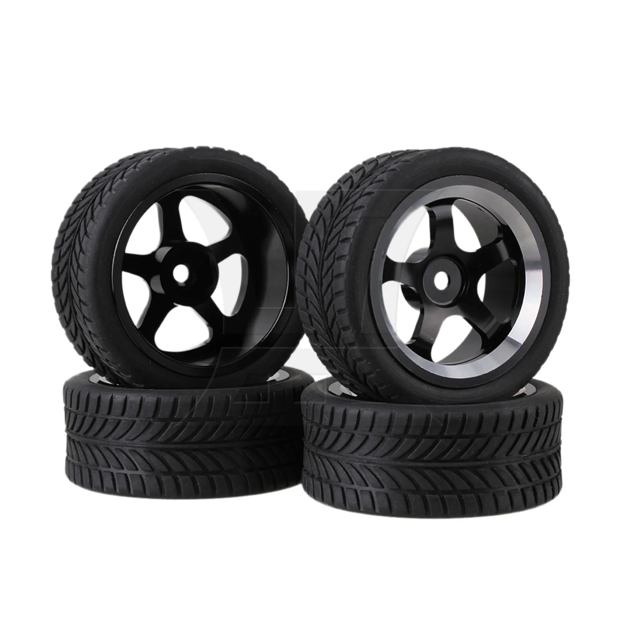 4 шт. колесные диски на 5 спицах с шинами 65 мм для черного набора 1:10