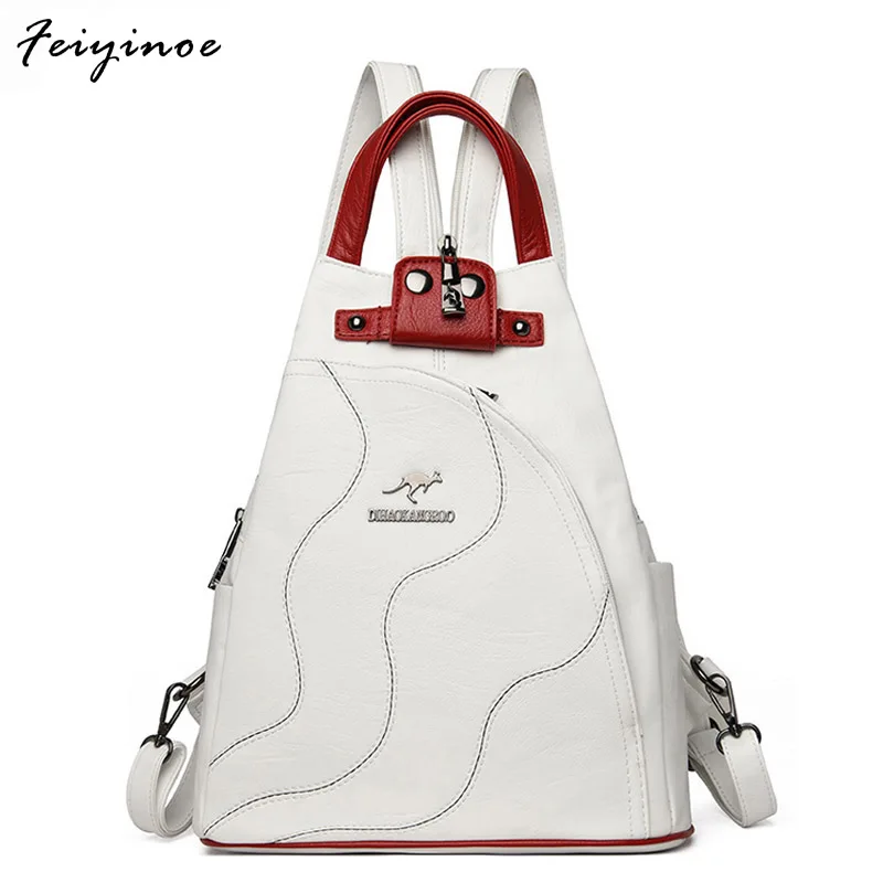 

High Quality Leather Women Backpack Large Capacity School Bags for Teenage Girls Anti-theft Travel Backpack Shoulder Bag Mochila