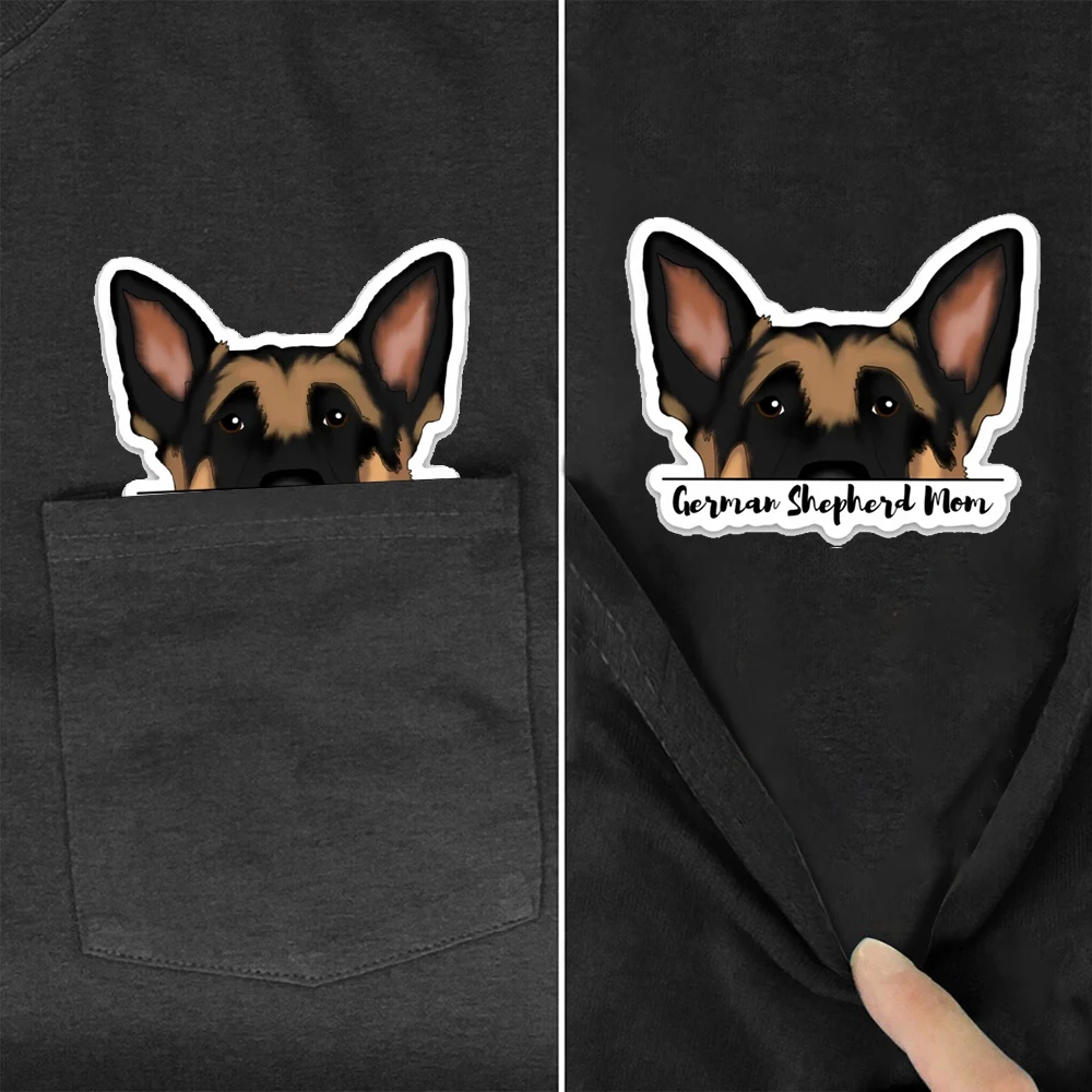 

CLOOCL 100% Cotton T-shirts Funny German Shepherd Pocket Tees Black Summer Short Sleeve Hip Hop Tops Graphic Tee Woman Tshirts