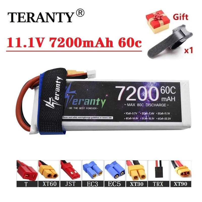 

11.1V 7200mAh 3s 60C LiPo Battery For RC Helicopter Aircraft Quadcopter Cars Airplane With T 2P XT60 XT90 Plug 11.1V 3S Battery