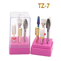 tz 7 diamond nail art polishing headmulti function manicure tool set for pedicure polishing mill cutter nail file 7pcsset