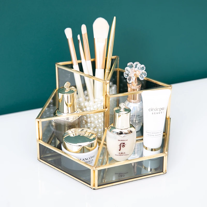 

Cosmetic Storage Retro Glass Cosmetic Storage Box Dresser Decorative Jewelry Box