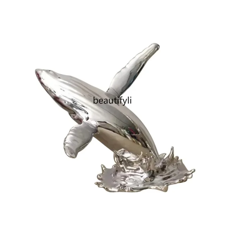 

Whale Floor Ornaments Fiberglass Dolphin Sculpture Artwork Hotel Lobby Furnishings Decoration Staircase Corner Landscaping