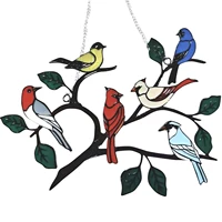 pendant mini stained bird glass window hangings alloy wall hanging colored birds decor room accessories scandinavian decor
