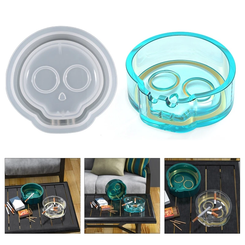 

95AB самодельный органайзер для клея, форма пепельница в виде черепа, силиконовая форма, предметы для домашнего пользования