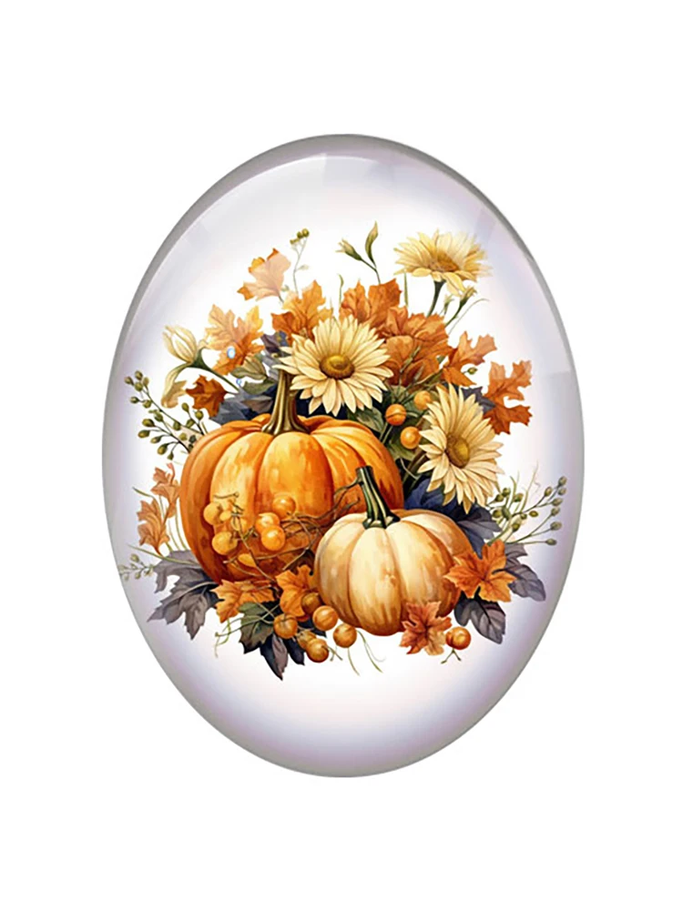 10 шт./лот осень День благодарения Тыква Цветок Овальный фото стекло кабошон с