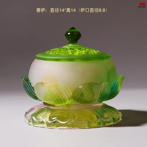 Цветная глазурованная ваза с зеленым лотосом для Будды, чашка для очистки воды, курильница для благовоний, буддистская буддийская подвеска