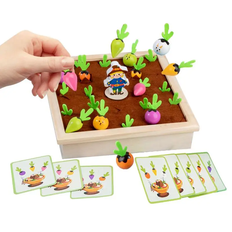 

Carrots Harvest Game Wooden Toy Montessori Shape Size Matching Toys For Toddlers 1 2 3 Year-Old Educational Matching Game Toys