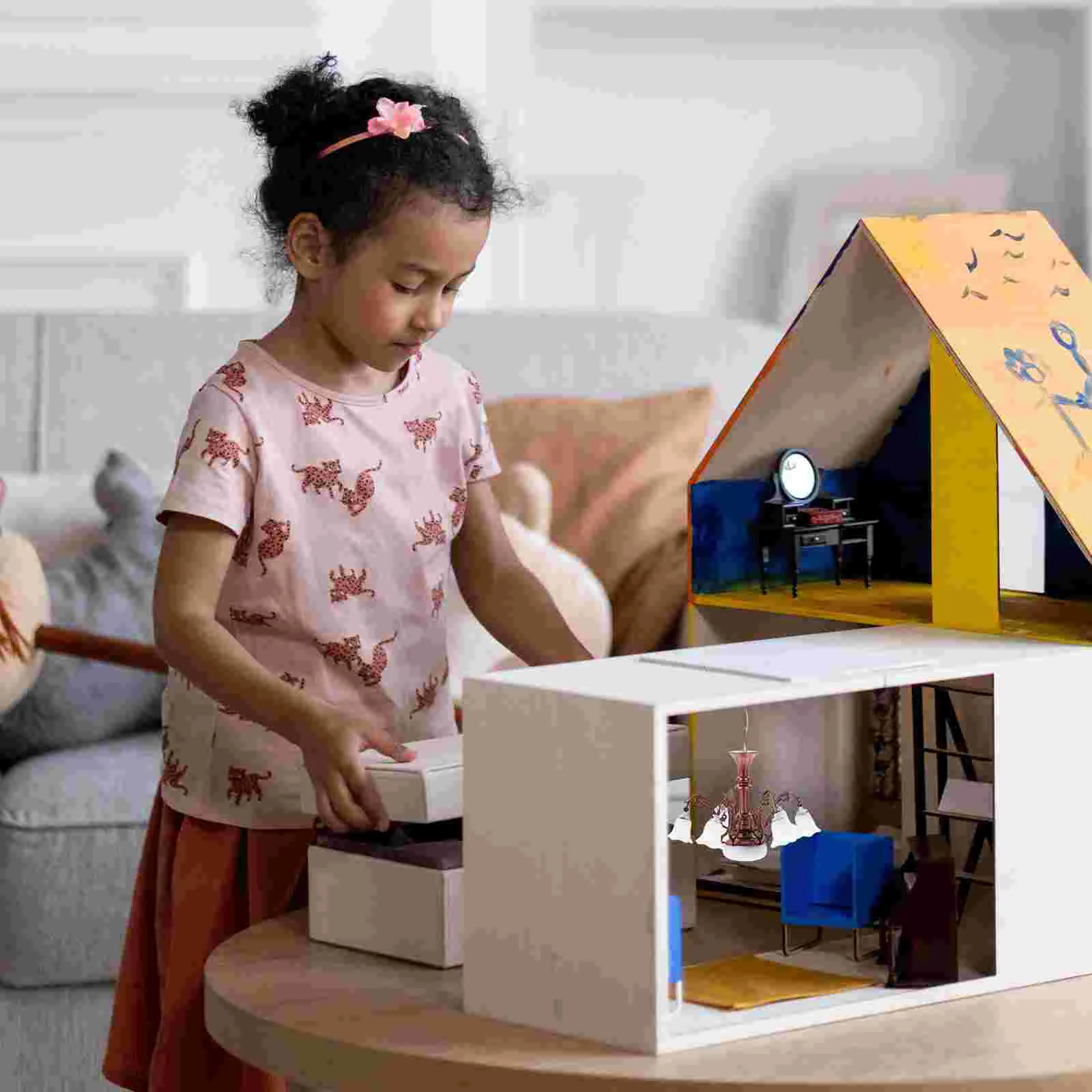 

Model Chandelier Miniature Light Tiny Homes Sand Table House Lamp Metal Landscape Decoration Accessories Moss