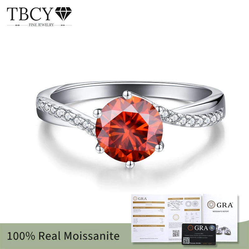 

TBCYD 1CT D Color Multicolor Moissanite Diamond Twisted Arm Rings For Women 925 Sterling Silver Wedding Band Fashion Jewelry