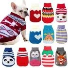 Зимняя мультяшная одежда для кошек и собак, теплый Рождественский свитер для маленького Йорка, трикотажная ткань