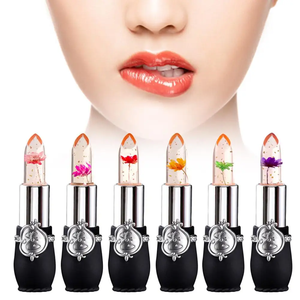 

Flower Jelly Transparent Waterproof Discoloration Lipstick Lips Lipstick Temperature Discoloration 6 God Colors Lasting J1n6