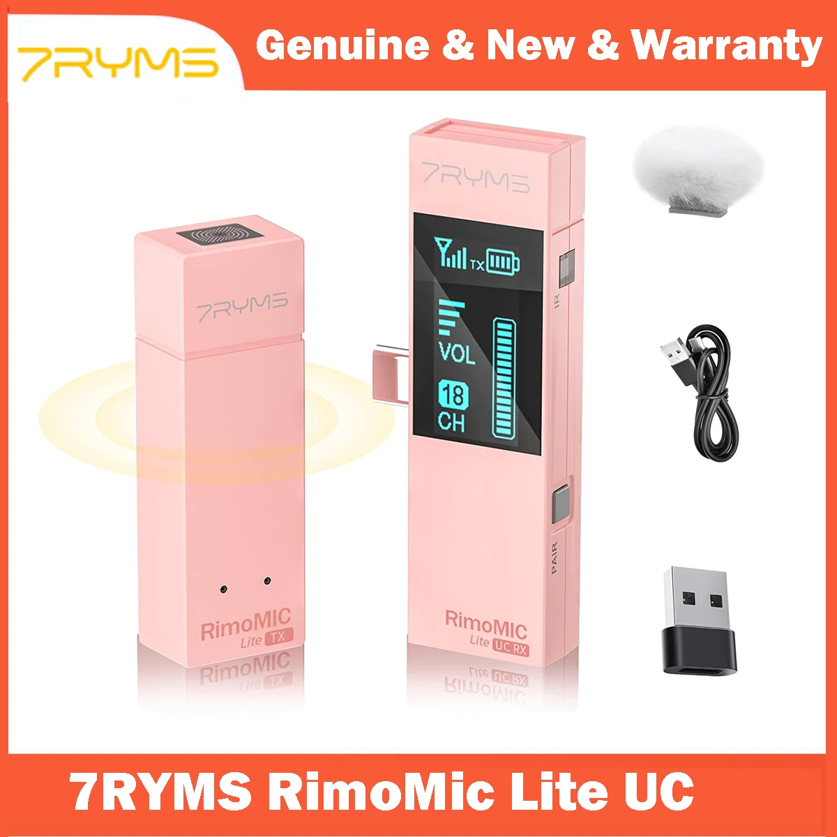 

7RYMS RimoMic Lite UC мини-беспроводной микрофон для планшетов/смартфонов, ноутбуков, телефонов, видеозапись, ввоз, интервью