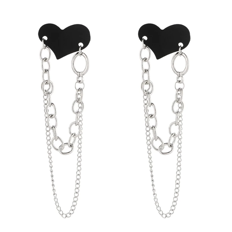 

Love Heart Tassel Chain Earrings Simple Long Dangle Earring Punk Drop Earrings Unique Charm Earrings Fashion Jewelry Dropship