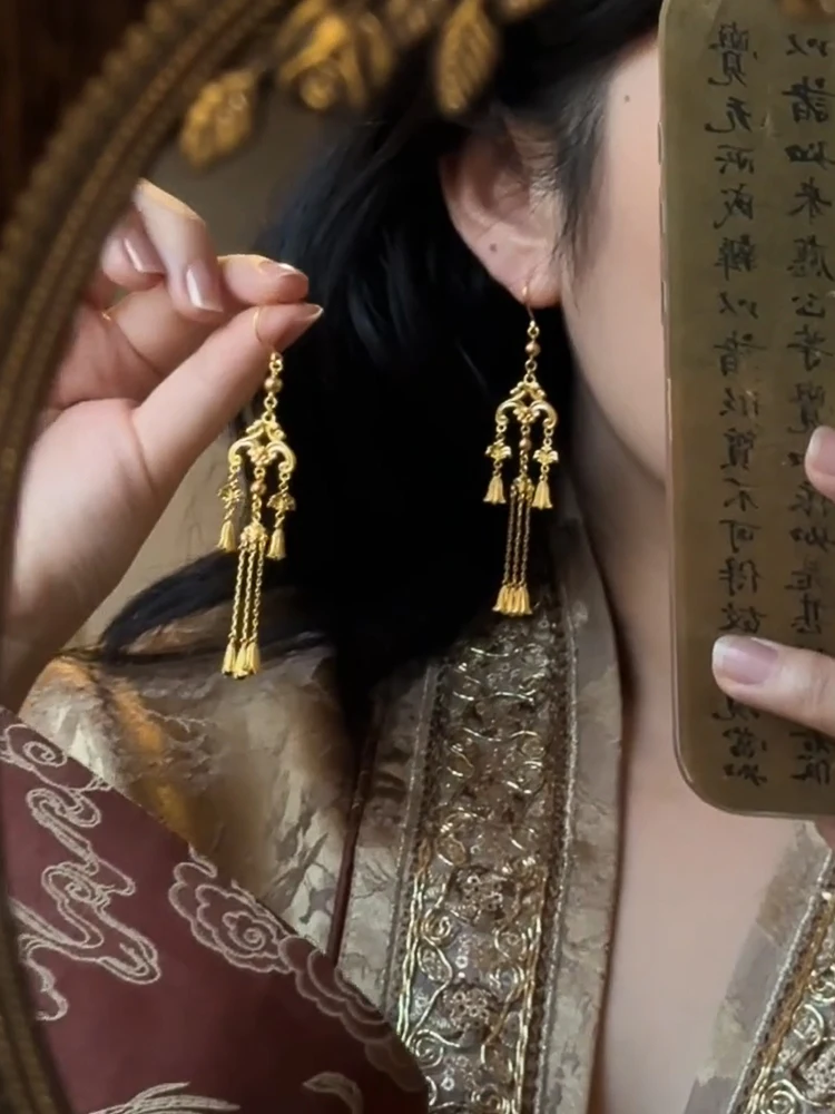 Новые китайские трехмерные серьги с кисточками в виде лилии древние песочные