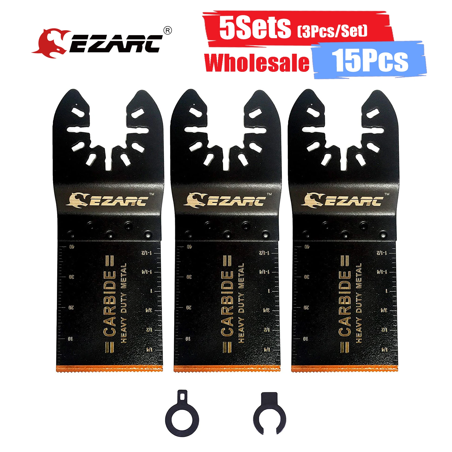 EZARC 5Sets (3Pcs/Set) Carbide Teeth Oscillating Multitool Quick Release Oscillating Saw Blades for Stainless Steel Thick Metal