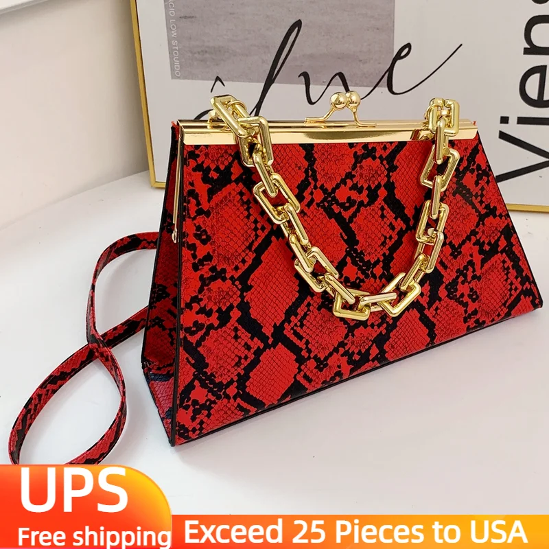 

Fashion Purses and Handbags Luxury Designer Shoulder Bags for Women 2022 Trend Thick Chain Serpentine Crossbody Bag Female