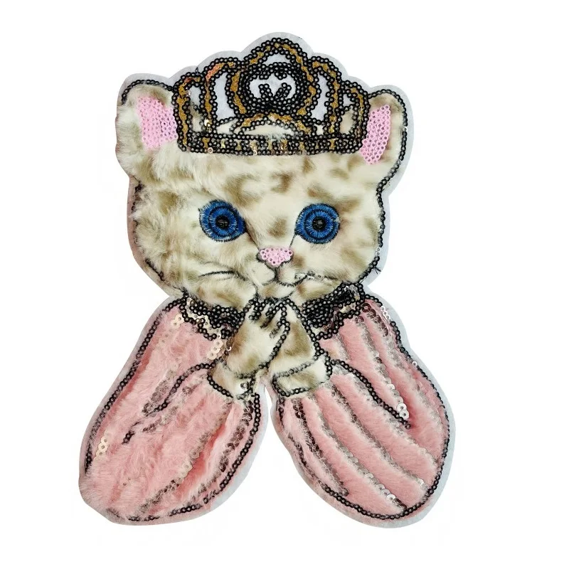 5PCS rown Fox Flower Cat Felt Patch Animal Applique Garment Parches Para La Ropa Sew On Sequin Patches Clothing Accessories - купить по