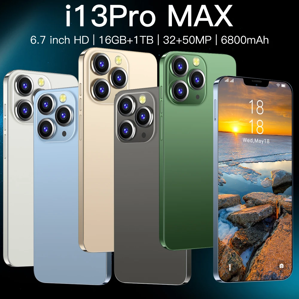 

Совершенно новый оригинальный смартфон I13 Pro Max, 6,7 дюймов, HD, полный экран, идентификация по лицу, 16 ГБ + 1 ТБ, мобильные телефоны, Φ 4G, мобильный телефон
