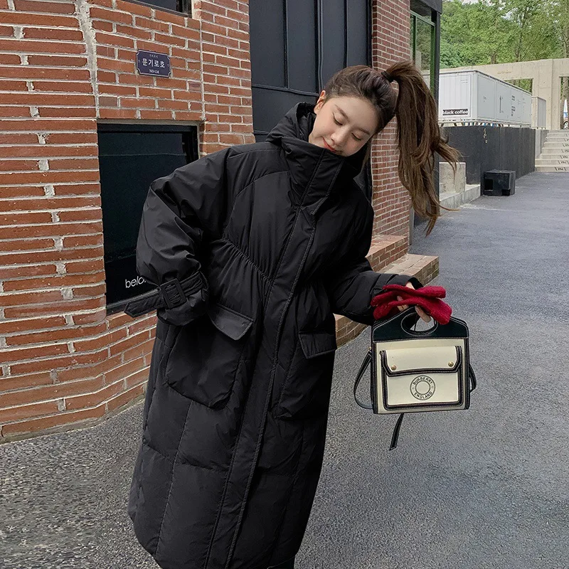 Lengthened winter coat women's Korean version loose thickened long knee-length cotton-padded jacket