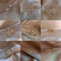 2022 new fashion temperament pearl earrings female retro temperament geometric transparent water drop opal earrings