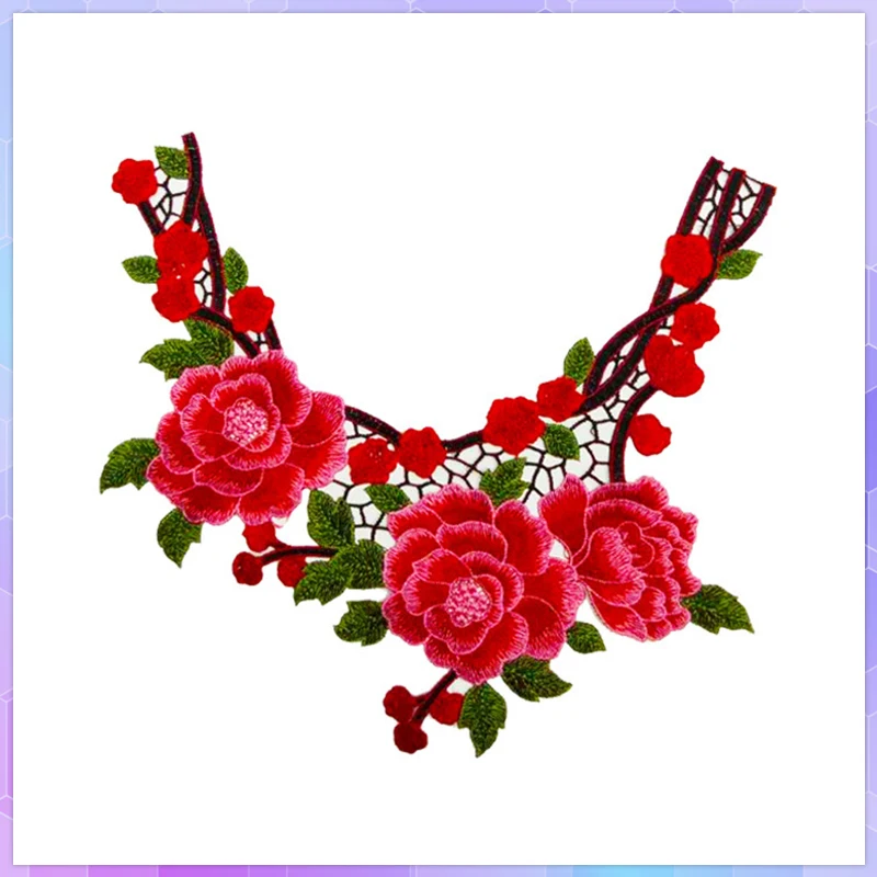 

Embroidered Lace Trim Craft Collar Venise Sequin Floral Embroidered Applique Trim Decorated Neckline Collar Sewing Accessories