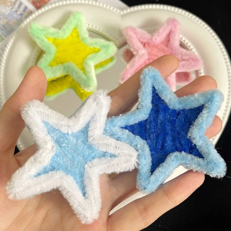 

Plush Colorful Star Hairpin Birthday Costume Girl Headwear Theme Party Hair Clip