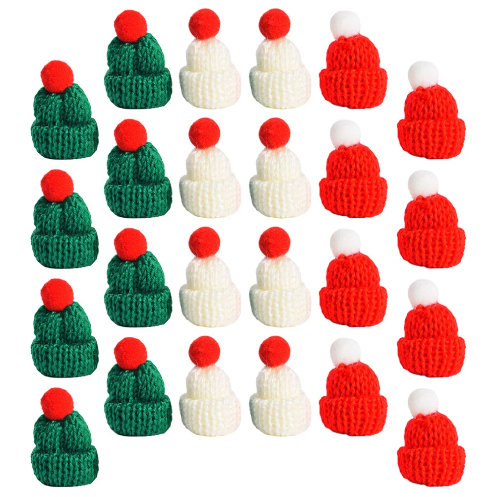 

Christmas Doll Mini Hats Miniature Knitting Santa Hats Colorful Mini Knitting Xmas Caps Decors Color Mini Wool Hat