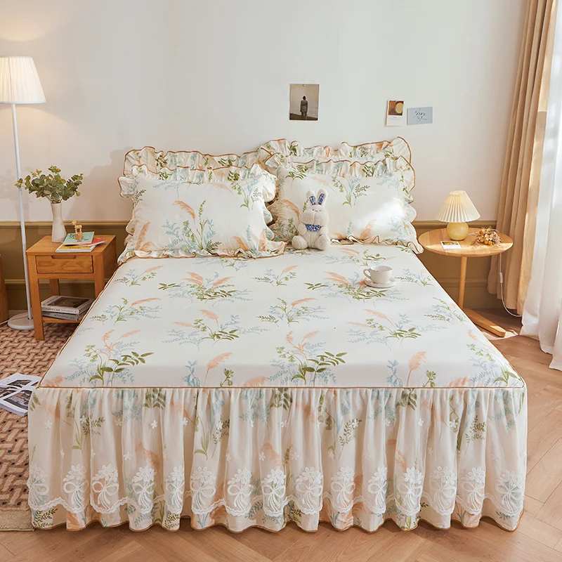 Хлопковая юбка-кровать Покрывало Нескользящее покрывало из чистого хлопка