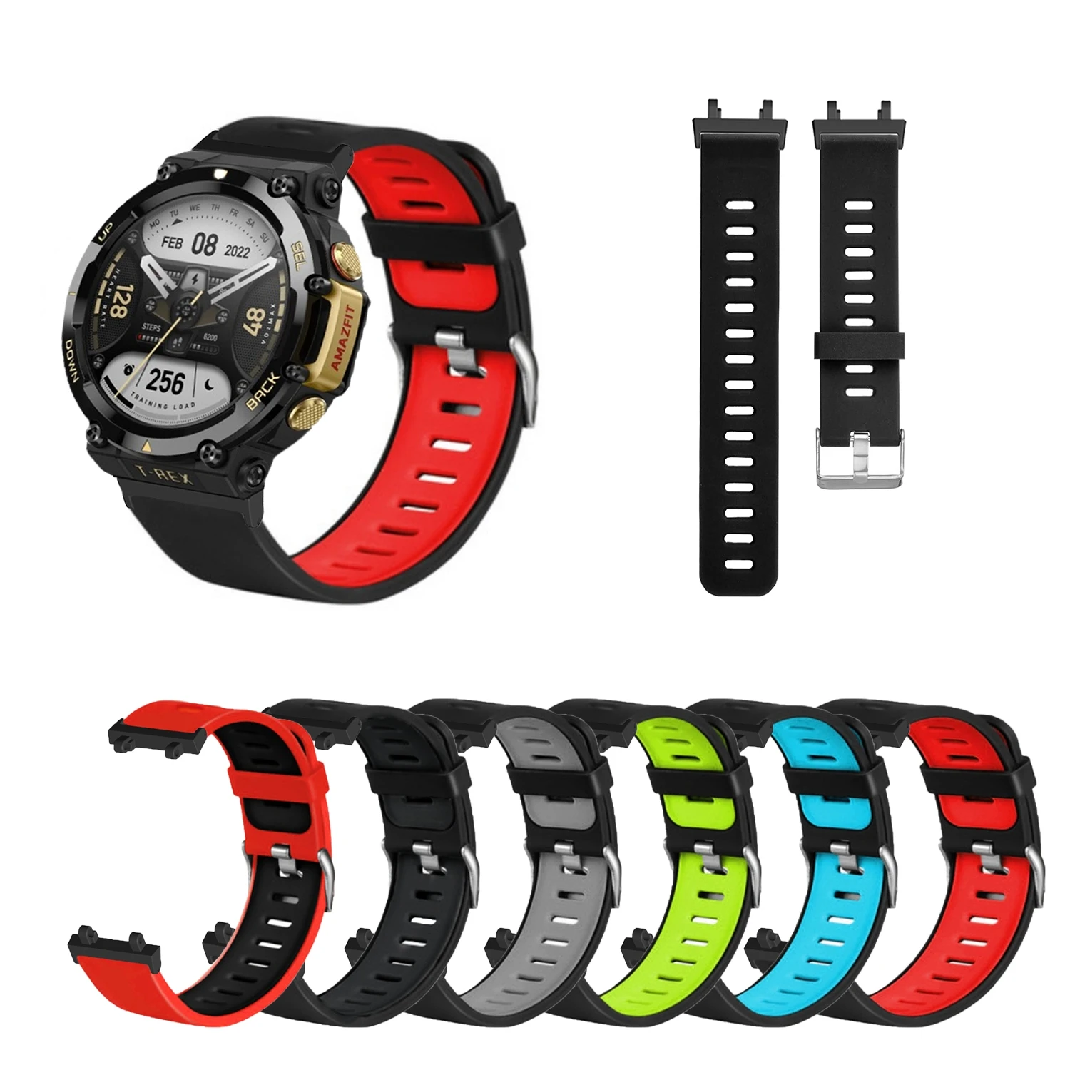 

Double Color Silicone Strap For Huami Amazfit T-Rex 2 Smart Watch Band Sports Replace Belts For Xiaomi Amazfit T Rex 2 Correa