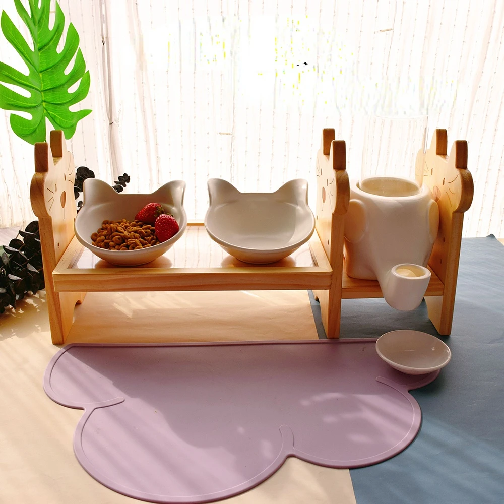

Cat Bowl Dog Bowl Pet Dining-Table Cat Bowl Cat Basin Food Basin Double Bowl Rack Pet Bowl Rack Dog Dining Table Cat Supplies