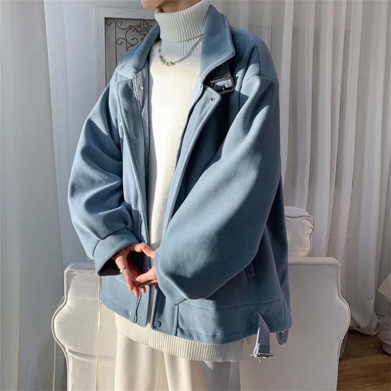 Winter Jacket Men Warm Fashion 3-color Thicken Suede Jacket Men Streetwear Korean Loose Thick Short Coat Mens Tooling Jackets