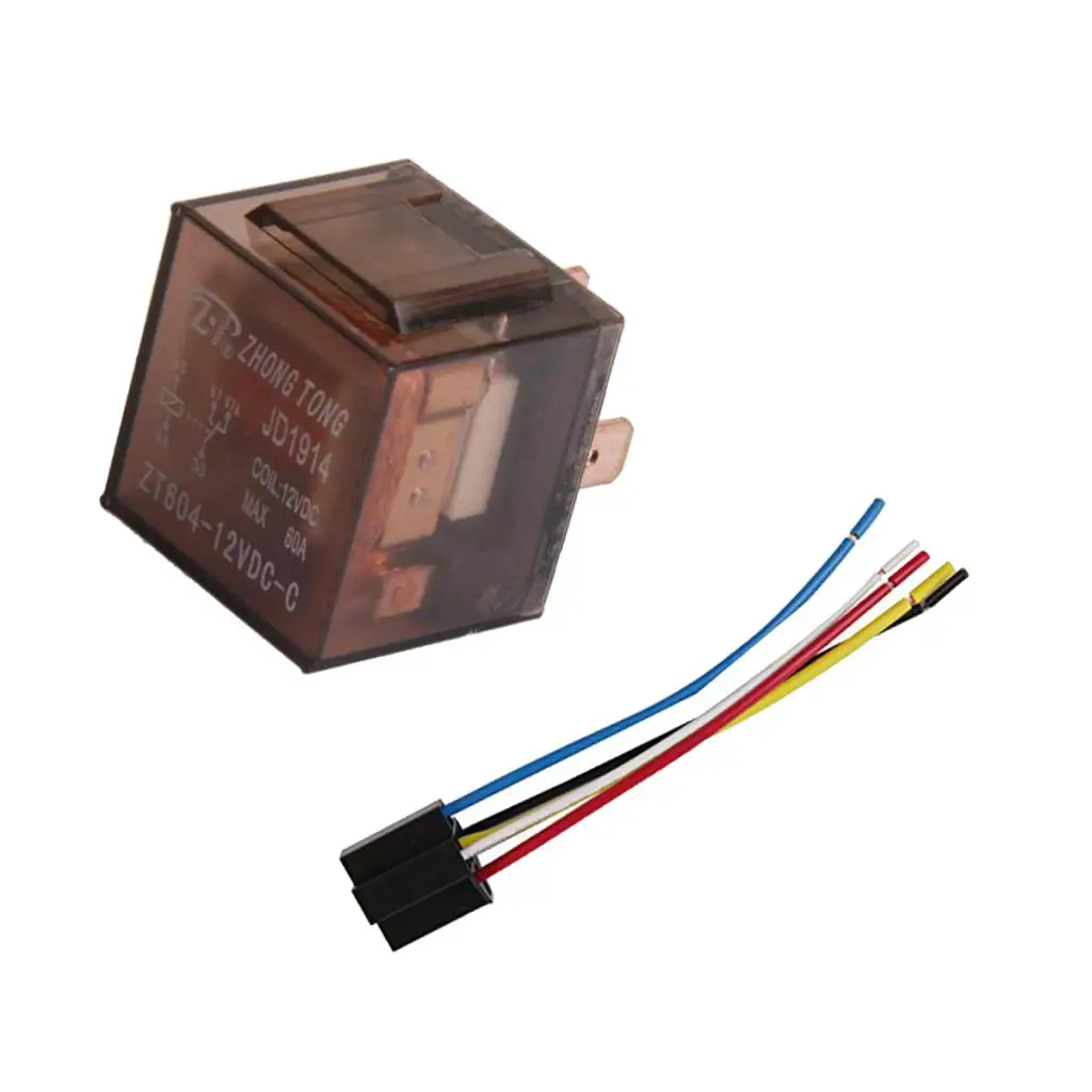 

1 Pair 12V 60 AMP Relay & Harness Socket 5-Pin Connection Light Horn Control