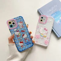hello kitty cartoon kawaii for girl phone cases for iphone 13 12 11 pro max xr xs max 8 x 7 se 2022 soft silicone cover gift