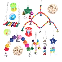bird toy set 13pcs parrot chewing toys bird cage accessories pet parrot chewing toy for small parakeets cockatiels macaws