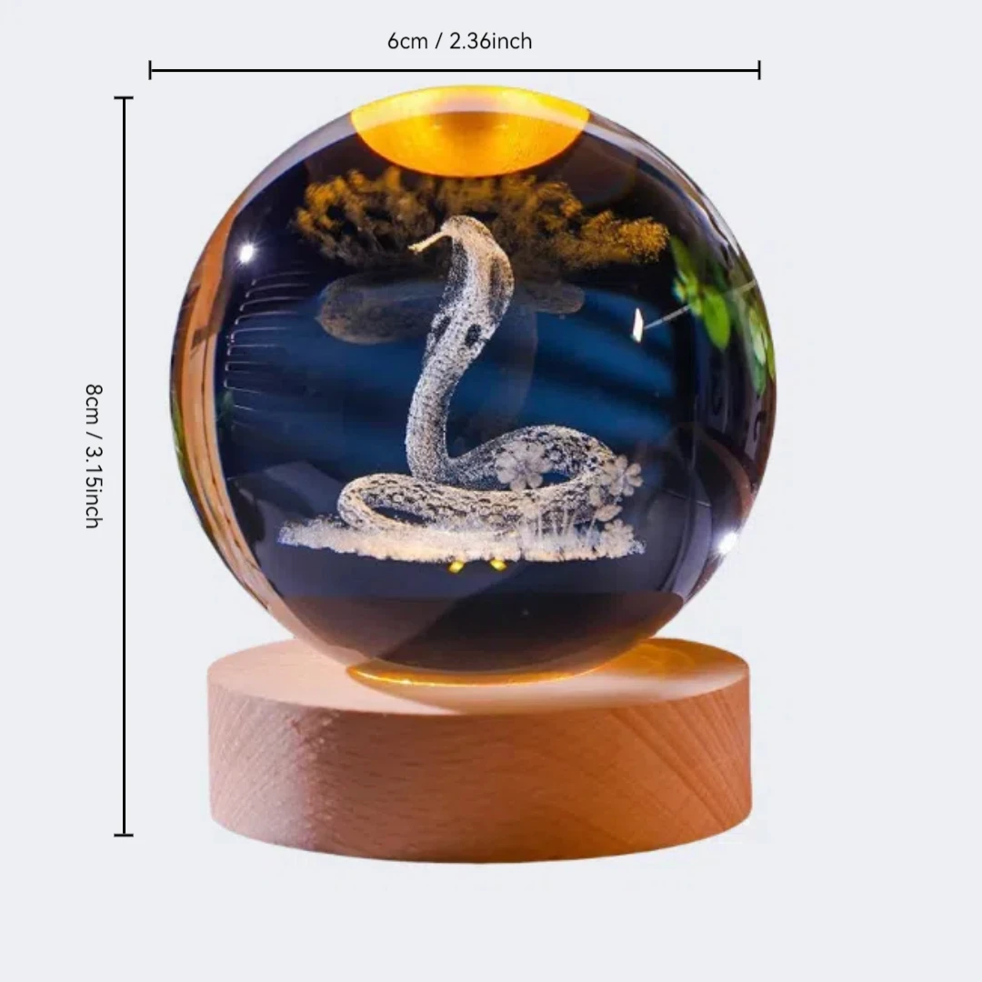 1 Шт. Хрустальная Змея Ночник Деревянная Основа Украшение Для Дома Подарок