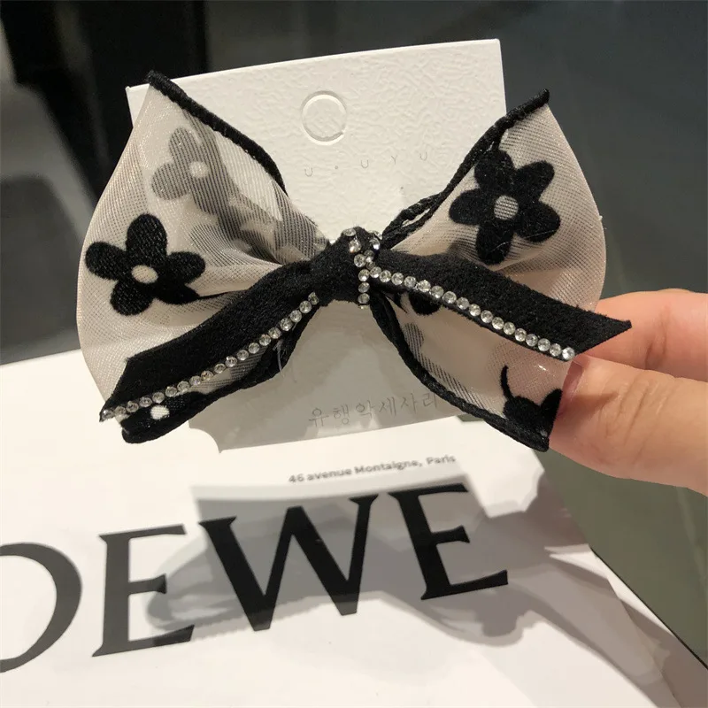

Plum mesh rhinestone bow small fragrant wind accessories craft accessories duckbill clip hair accessories