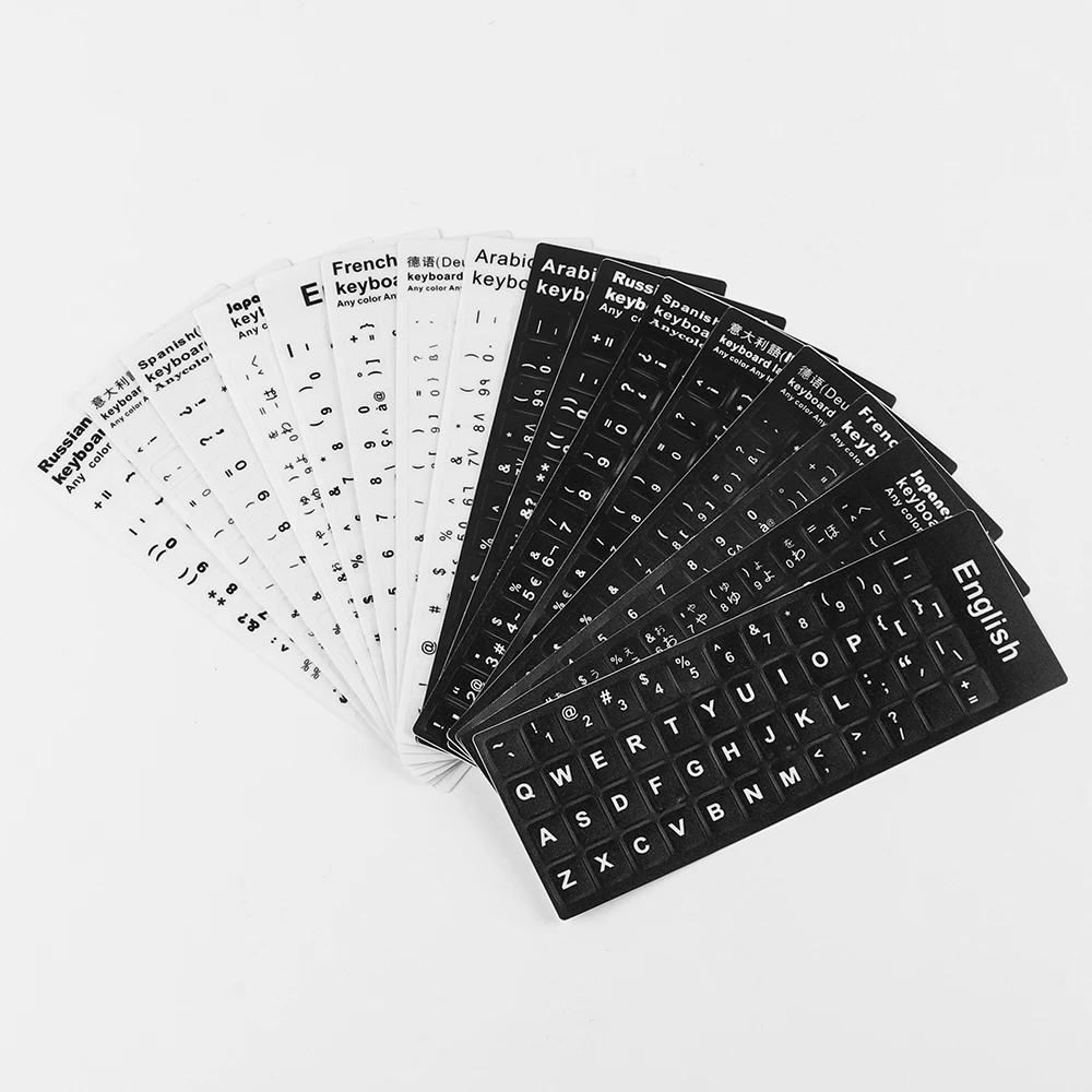 

Keyboard Stickers Alphabet Layout English Russian Spanish Deutsch Arabic Laptop Desktop Tool Wear-resistant Non-slip Stickers