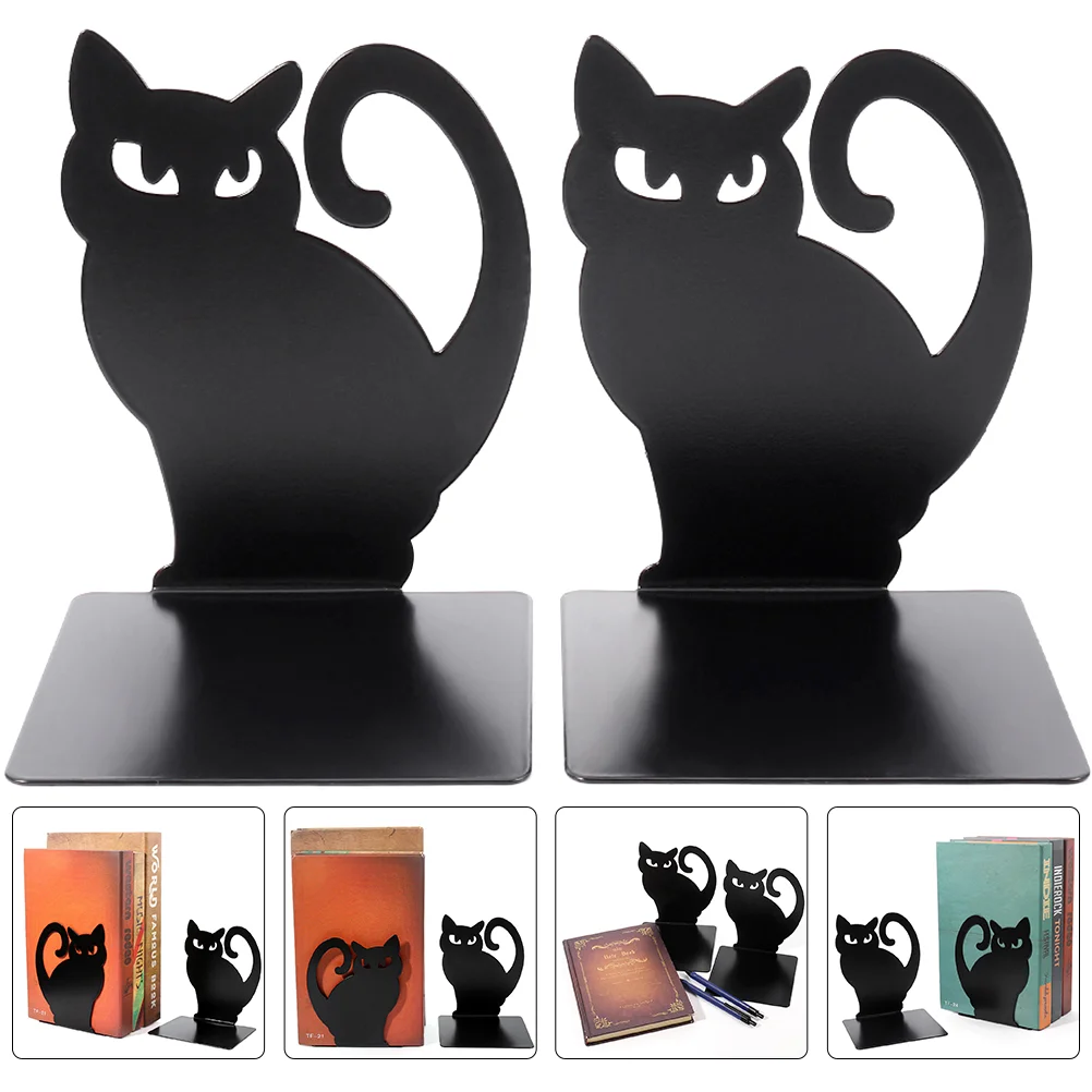 

2pcs Book Organizer Cat Shaped Book Ends File Book Holders Exquisite Book Holders