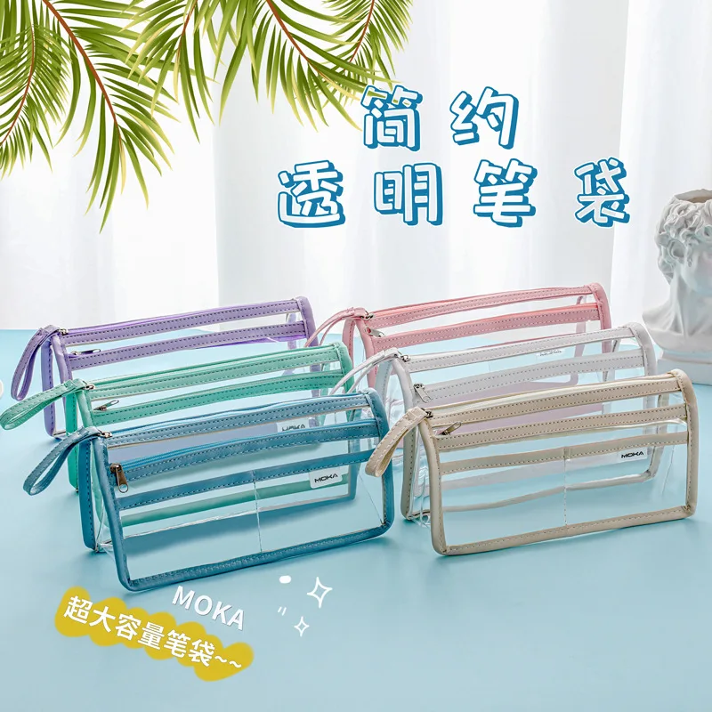 

Прозрачная простая сумка для ручек Ins Wind Can Diy, вместительная сумка для ручек, искусственная сумка, высококачественное хранение канцелярских...