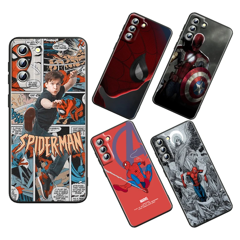 

Avengers Spiderman For Samsung Galaxy S22 S21 S20 S10 S10e S9 S8 S7 PRO Ultra Plus FE Lite Black luxury Silicone Soft Phone Case
